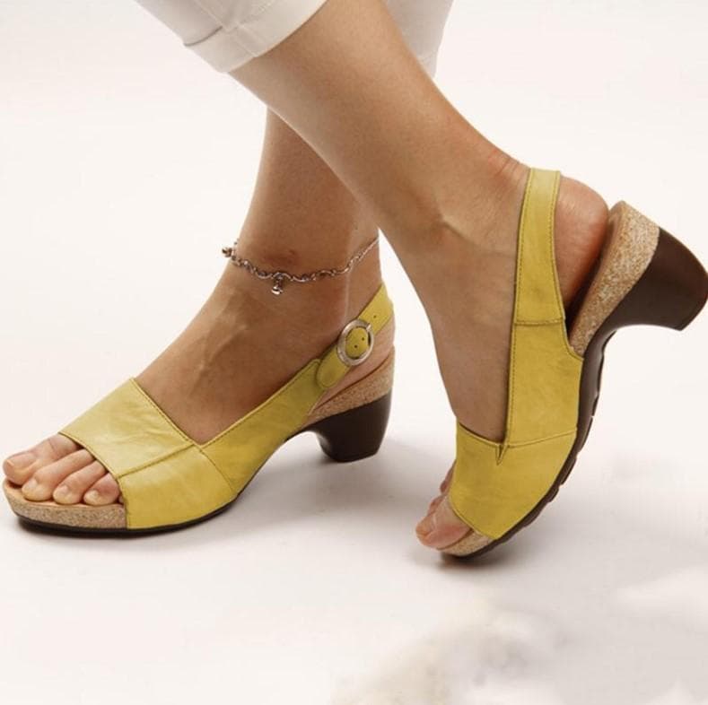 Fashion Shoes Women Sandals Square Toe Comfortable Platform Shoes Woman Mid Heel Beach Party Sandals Plus Size Zapatos Mujer 39 yellow