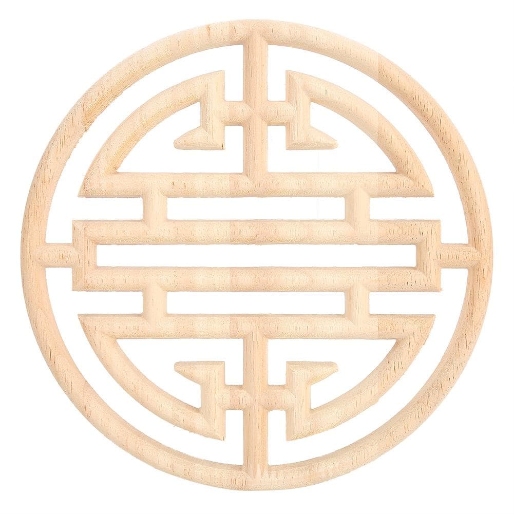 Chinese Vintage Style Wood Carved Applique Wooden Carving Decal Furniture Cabinet Door Home Decor