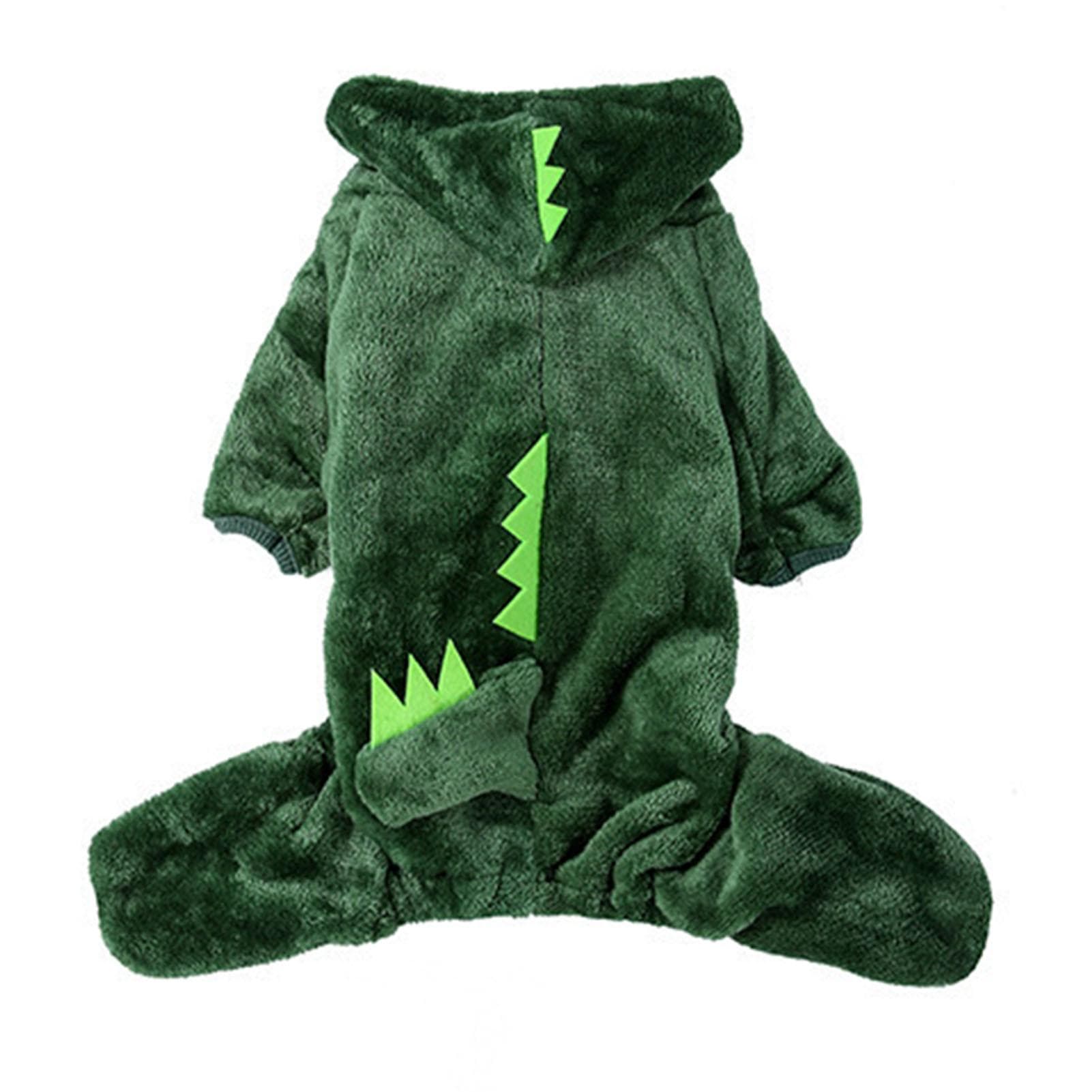 Dog Cartoon Costume Cute Dinosaur Shape Soft Coral Fleece Warm Dog Halloween Costume Winter Hoodie L(for 6.5-9kg)