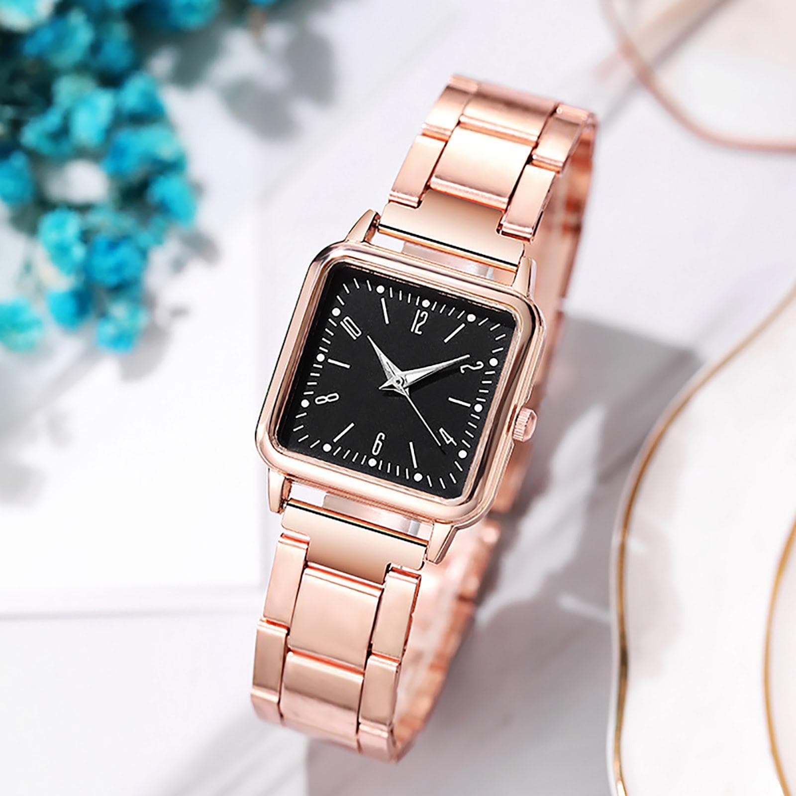 New Digital Watch Net Red With The Same Temperament Luminous Ladies Watch Steel Band Square Watch Women's Watch Supply Spot- One Size black