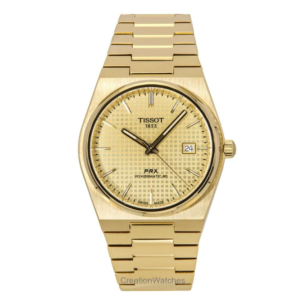 Tissot PRX Powermatic 80 Gold Tone Stainless Steel Champagne Dial Automatic T137.407.33.021.00 100M Men's Watch champagne