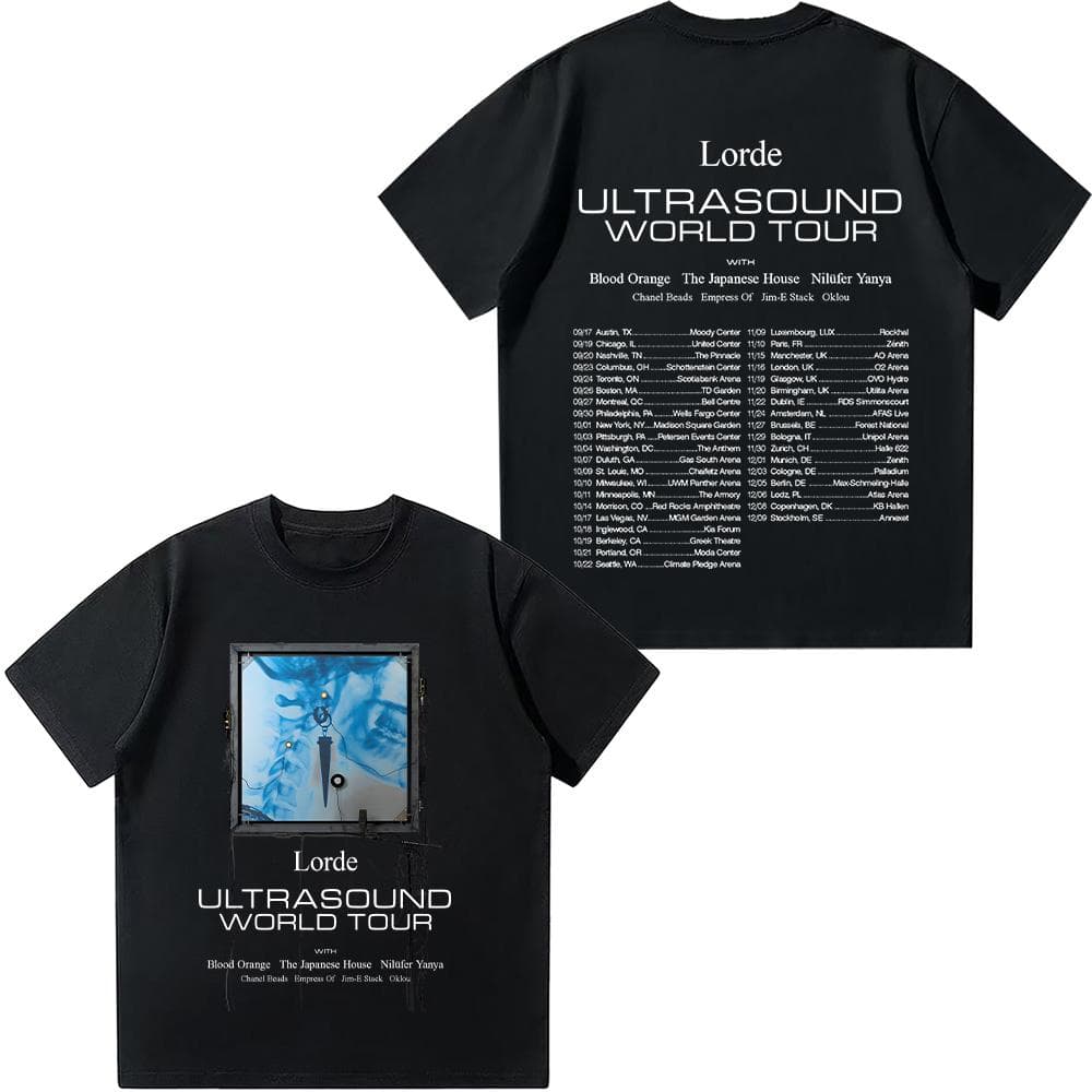 Lorde Ultrasound World Tour 2025 T-shirts Lorde Merch Graphic Tee New Versatile for Women/Men Tshirt Short Sleeve Cotton Clothes L black