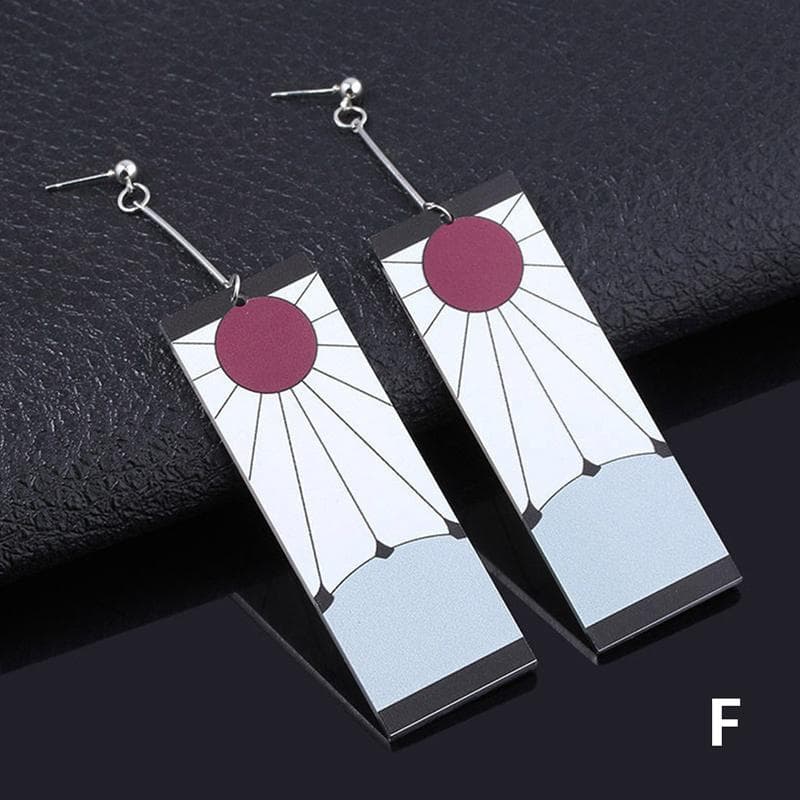 Acrylic Tanjiro Earrings Demon Slayer Earrings Anime Cosplay Props Girls Jewelry