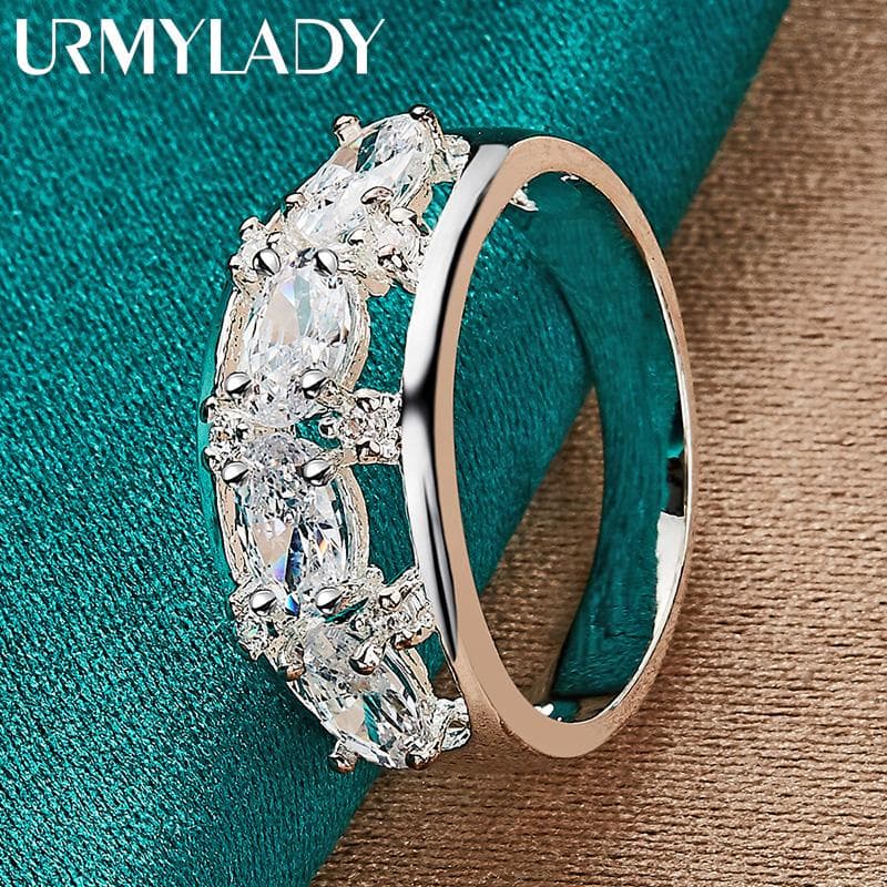 925 Sterling Silver Oval Zircon 7-10# Ring For Women Fashion Charm Jewelry MR007 10