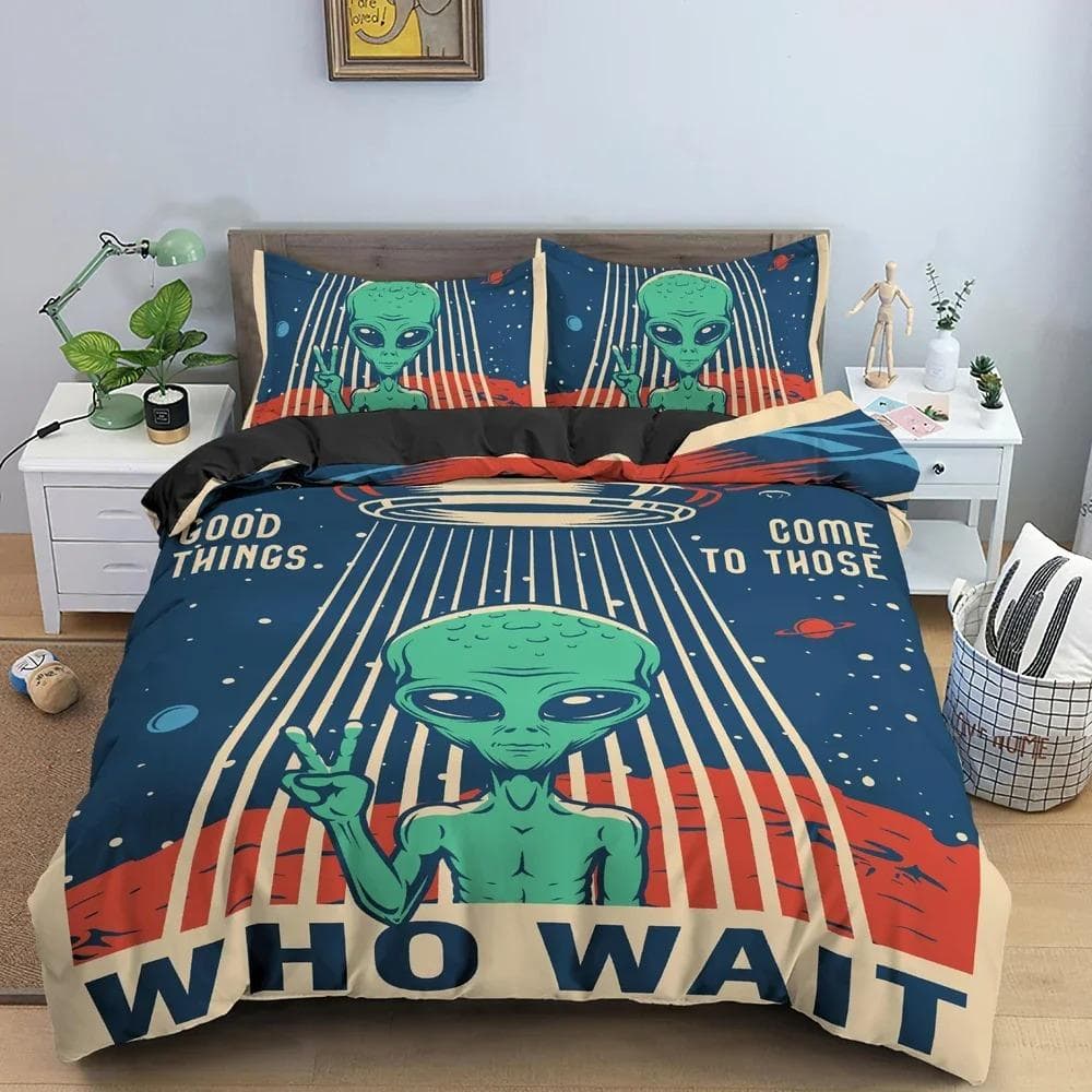 UFO Pattern Bedding Set Mysterious Alien Duvet Cover 3D Comforter Covers Single Twin King Size Quilt Cover Home Textile 70x133cm 2pcs