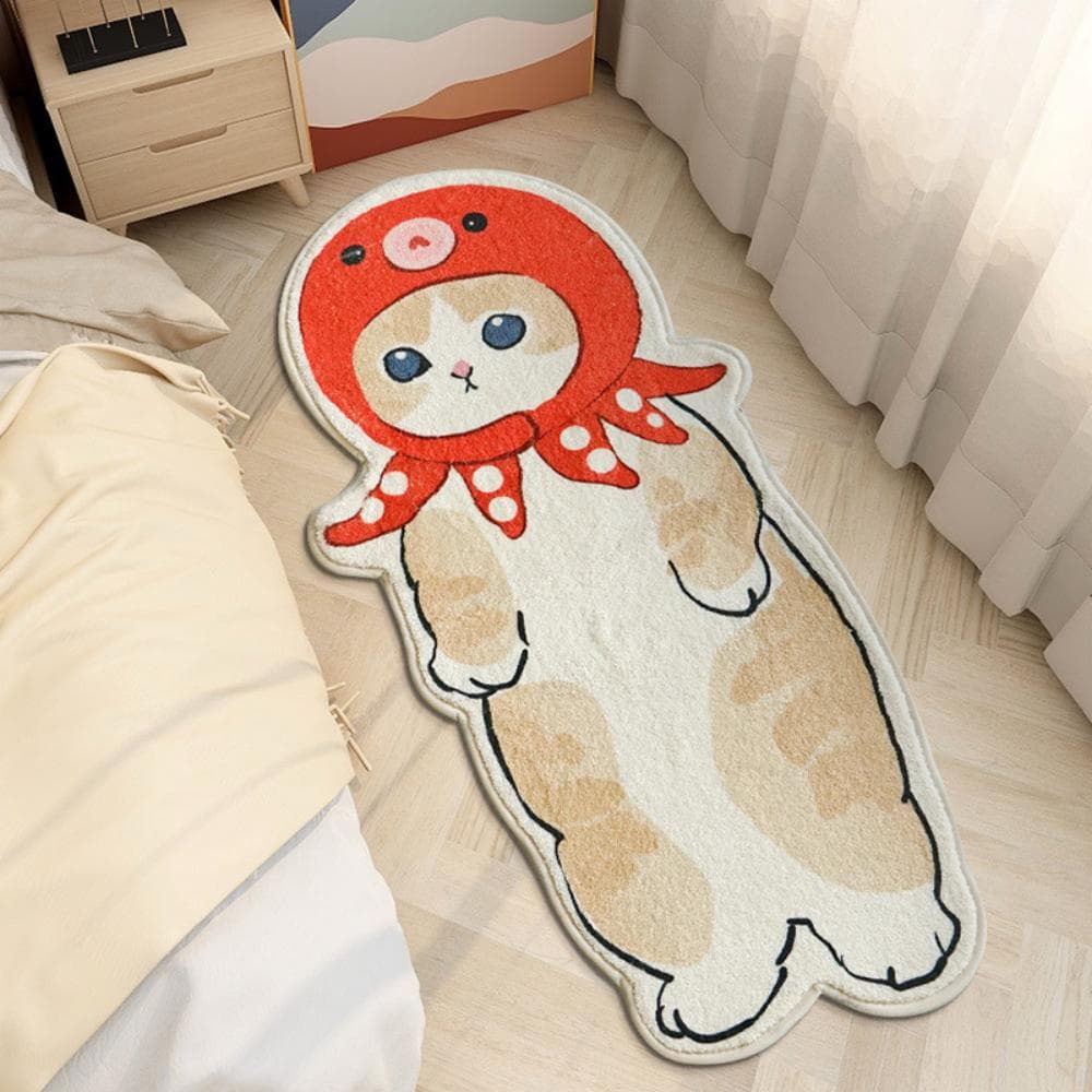 Cat Imitation Cashmere Carpet Kawaii Bedroom Bed Blanket With Cute Cartoon Plush Household Rug on Living Room Floor 400MMx600MM