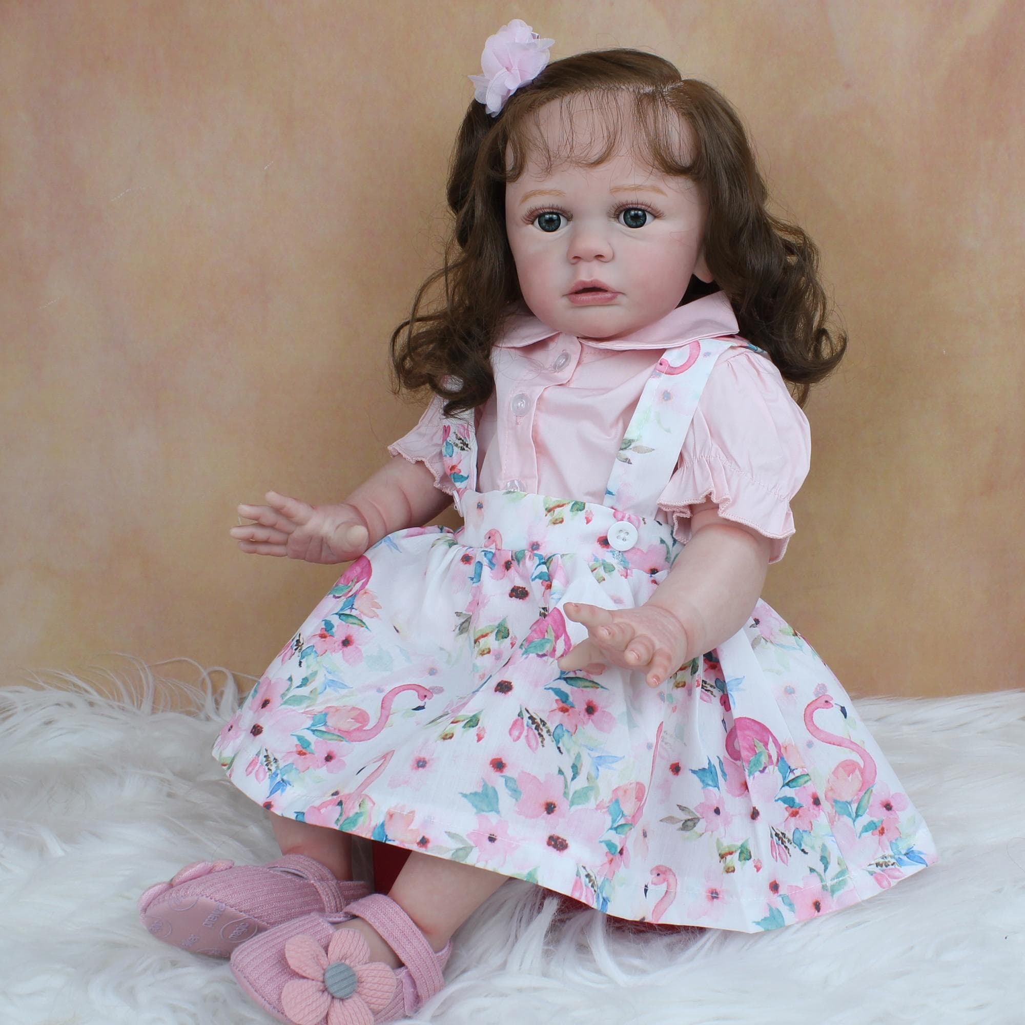 BZDOLL 60 CM 3D-Paint Skin Soft Silicone Reborn Toddler Baby Doll Toy For Girl Like Real 24 Inch Long Hair Princess Tayra Bebe Boneca 60cm 3D-paint Skin Doll
