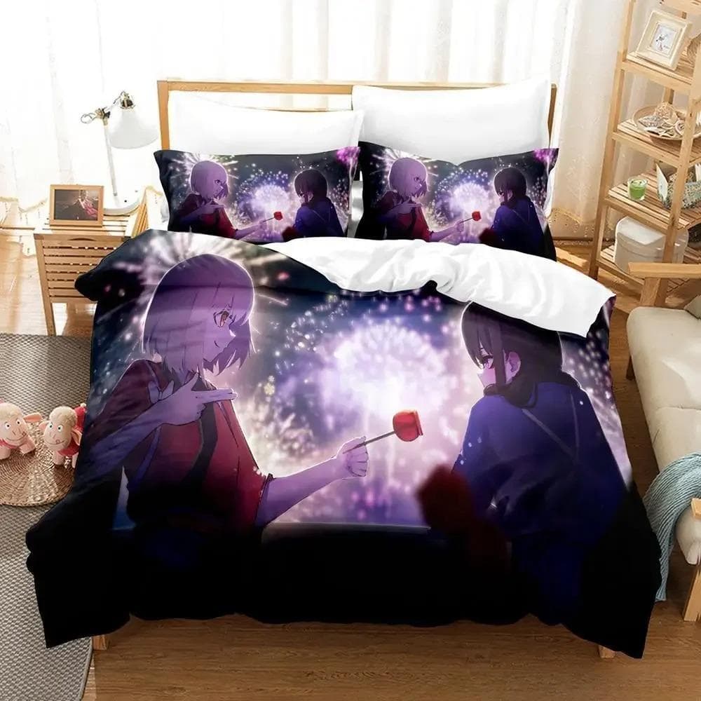 Lycoris Recoil Bedding Set Single Twin Full Queen King Size Bed Set Adult Kid Bedroom Duvet cover Sets 3D Anime Bed Sheet Set 70x133cm 2pcs