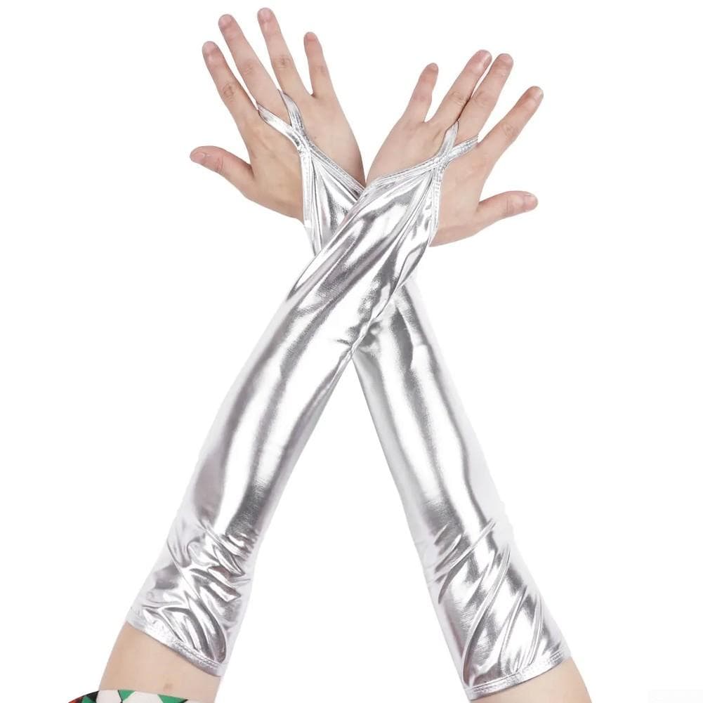 Women\'s Cosplay Women\'s Gloves Hot Girl Microelasticity Free silver