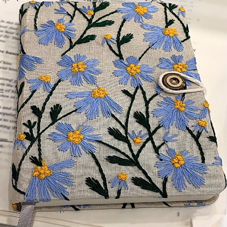 A5 A6 Fabric Embroidery Notebook Cloth Notepad Blank 96 Sheets/192 Pages Student Stationery Office Supplies A5