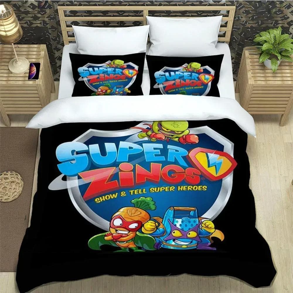 Cute cartoon Super Zings Bedding Sets exquisite bed supplies set duvet cover comforter set bedding set luxury Birthday Gift 140x210cm 2pcs