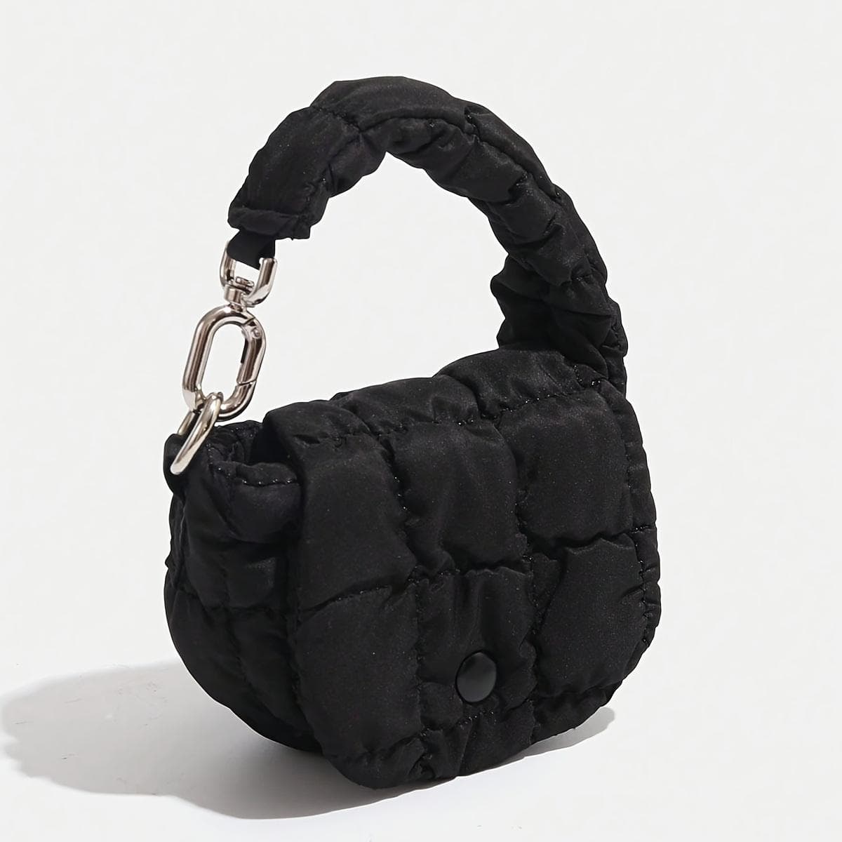 Mini Bag Edgy Black Mini Cloud Waist Pack Lightweight Solid Secure Button Closure with Decorative Coin Purse and Headphone Bag