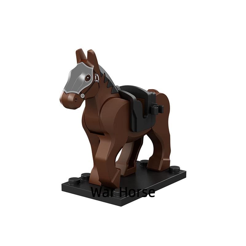 The Brown White Black Gray Ancient War Horse Model Blocks MOC Bricks Set Gifts Toys For Children XP1007-XP1016