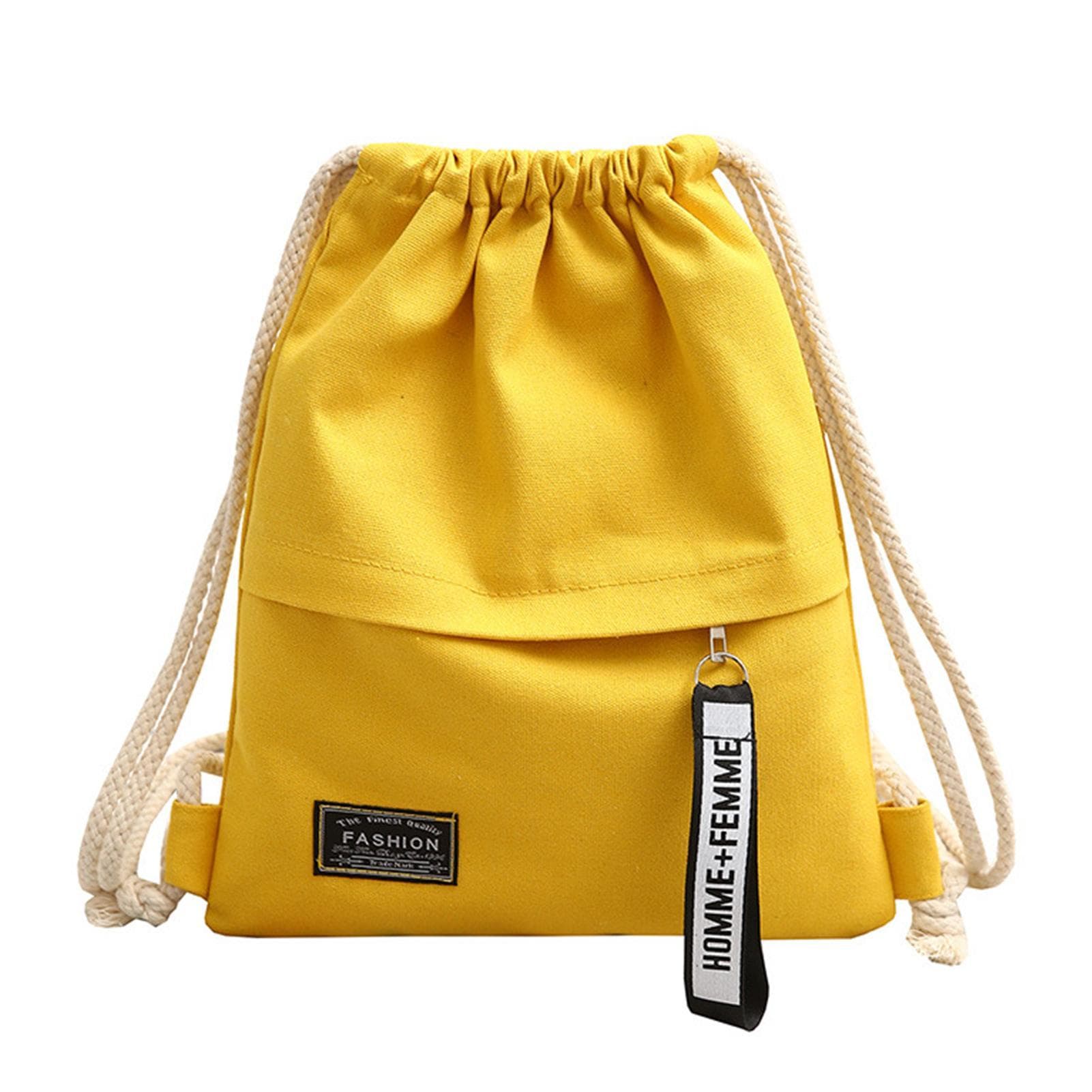 Sports Drawstring Bag | Portable Backpack for Men | Drawstring Backpack Sports Gym Bag for Women Me yellow