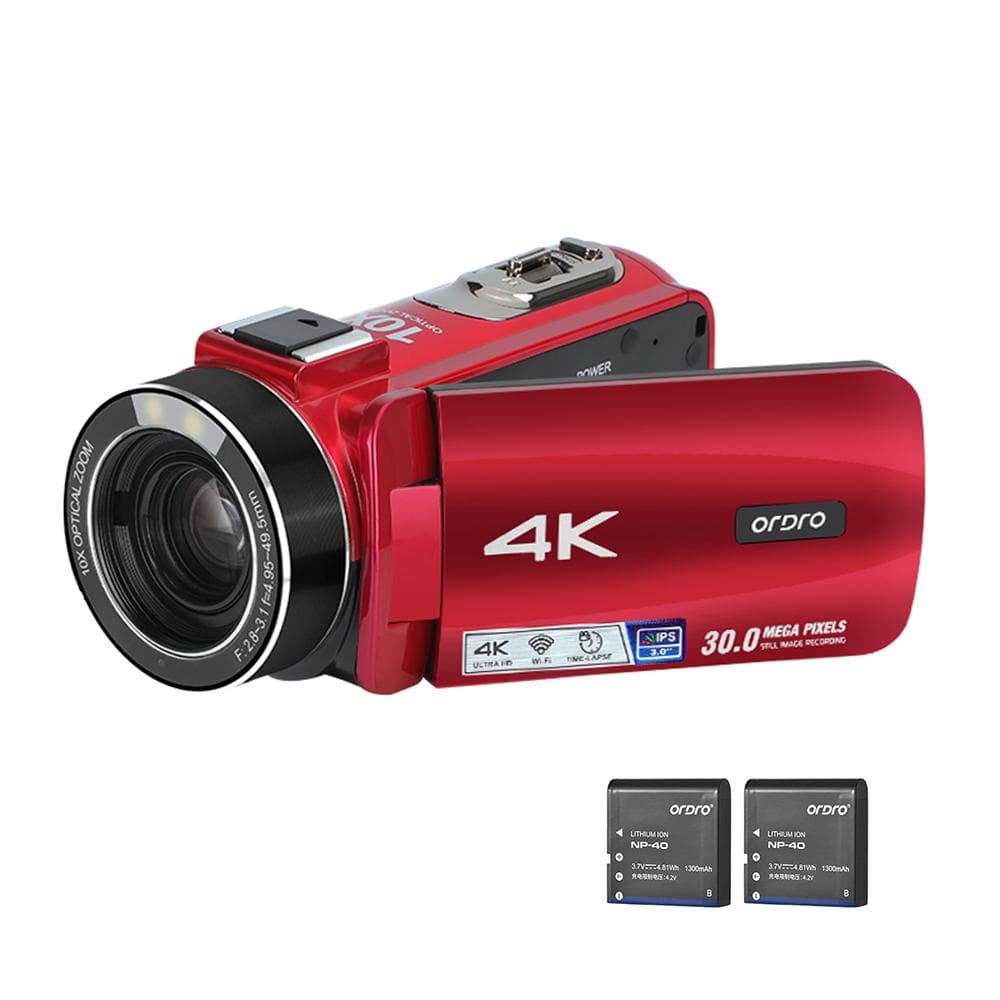 ORDRO HDR-Z88 4K Digital Video Camera 30MP Camcorder DV Recorder 3.0 Inch IPS Touch Panel 10X red
