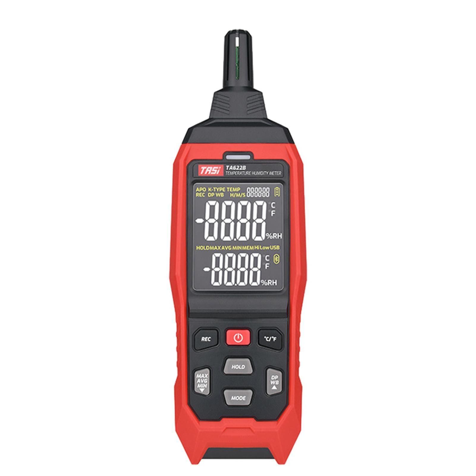 TASI TA622C High Accuracy Digital Handheld Temperature Humidity Meter Digital Dew Point Thermometer TA622B red black
