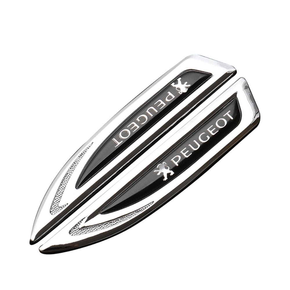 2026 Hot Car Sticker 2Pcs 3D Metal Car Side Fender Rear Trunk Emblem Badge Sticker Decal For Peugeot 207 3008 206 208 308 307 40 For Peugeot silver