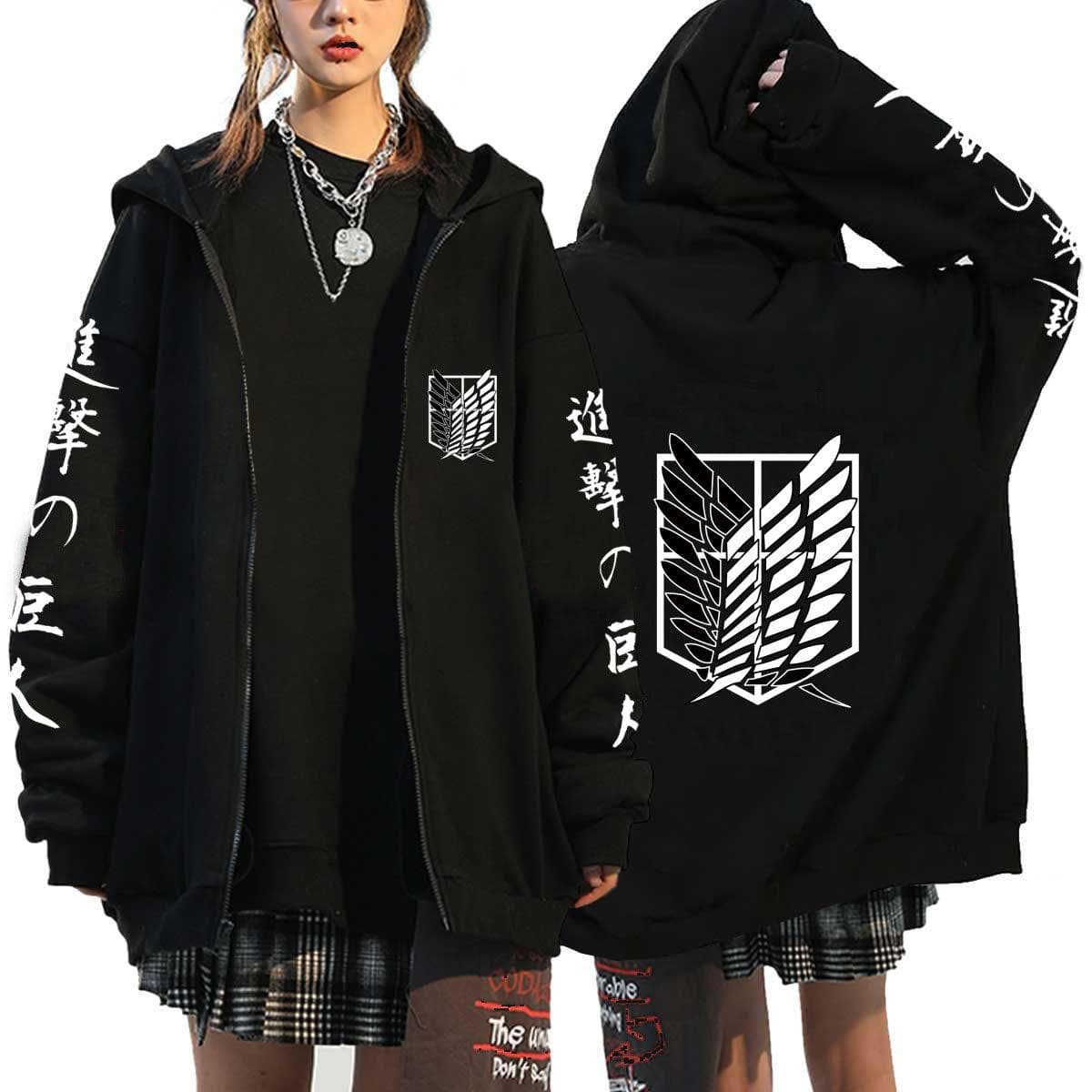 Attack on Titan Hoodie Zipper Sweatshirts Anime Levi Ackerman Shingeki No Kyojin Hoodie Men Sportswear Cosplay Clothes Women M