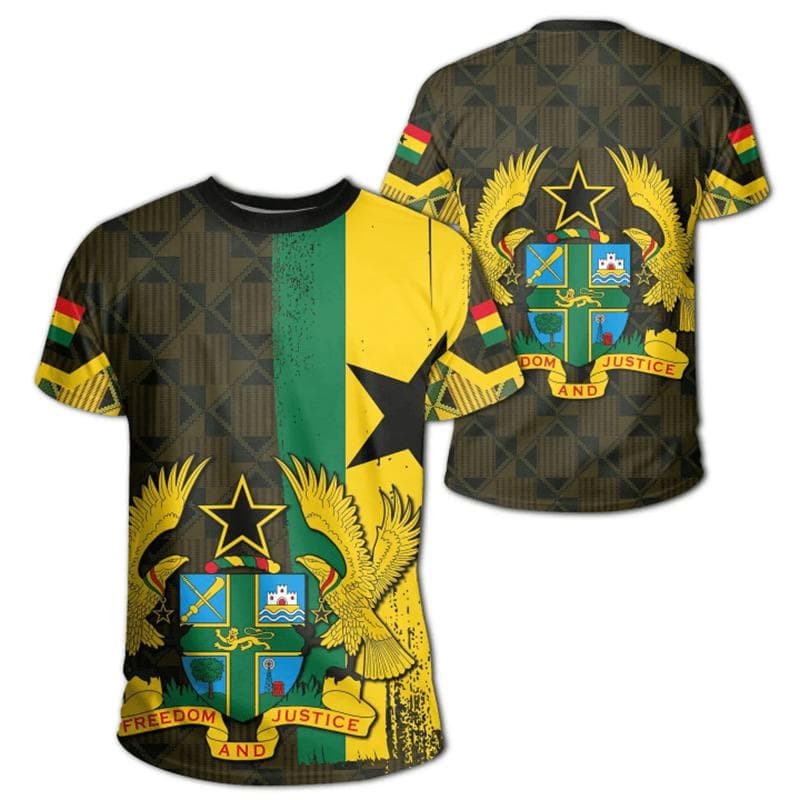 3D Ghana Nationa IndependenceDay Printed T Shirt The Republic-of Ghana Emblem Flag Graphic Tee-shirts For Men Mens Clothing Tops XXL