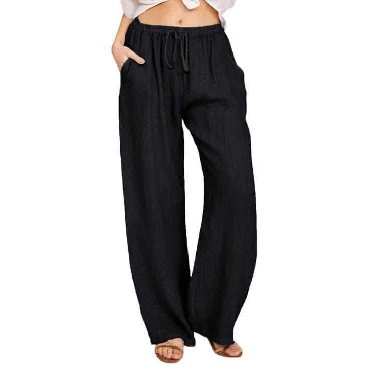 Summer Women's Pants Large Size Loose Casual Pants L black