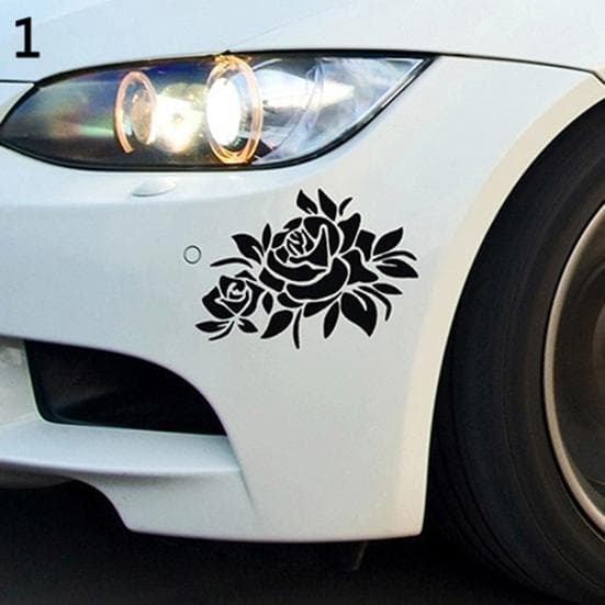 Removable Rose Pattern Car Bonnet Body Window Sticker Anti Scratches Decal black