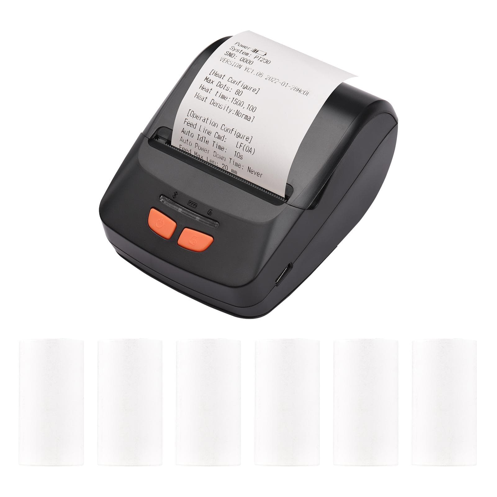Bisofice Receipt Printer Portable 58mm Mobile Thermal Printer Wireless BT Mini Bill Ticket Printing 6pcs thermal paper roll black