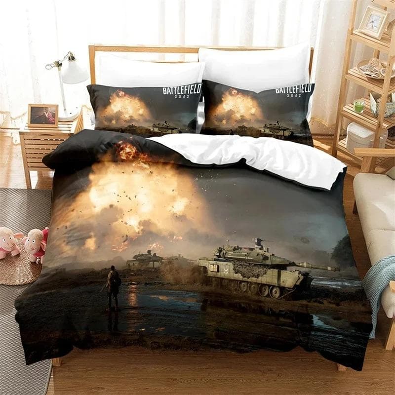 Battlefield 2042 Bedding Set,Duvet Cover Comforter Bed Set Quilt Cover Pillowcase,King Queen Twin Size Boys Girls Adults 70x133cm 2pcs