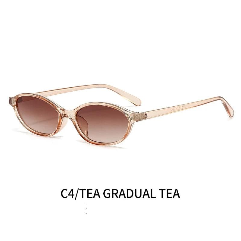 Trendy Small Frame Sunglasses Retro Oval Punk Cat Eyes Fashion Sun Protection Glasses UV400 AS picture