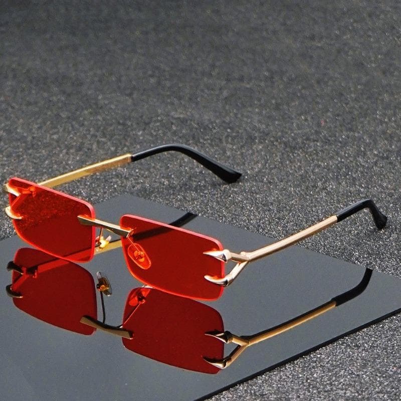 Trendy Square Frameless Metal Glasses for Men Women Lightweight Fashion Eyewear Casual Wear Decorative Accessories