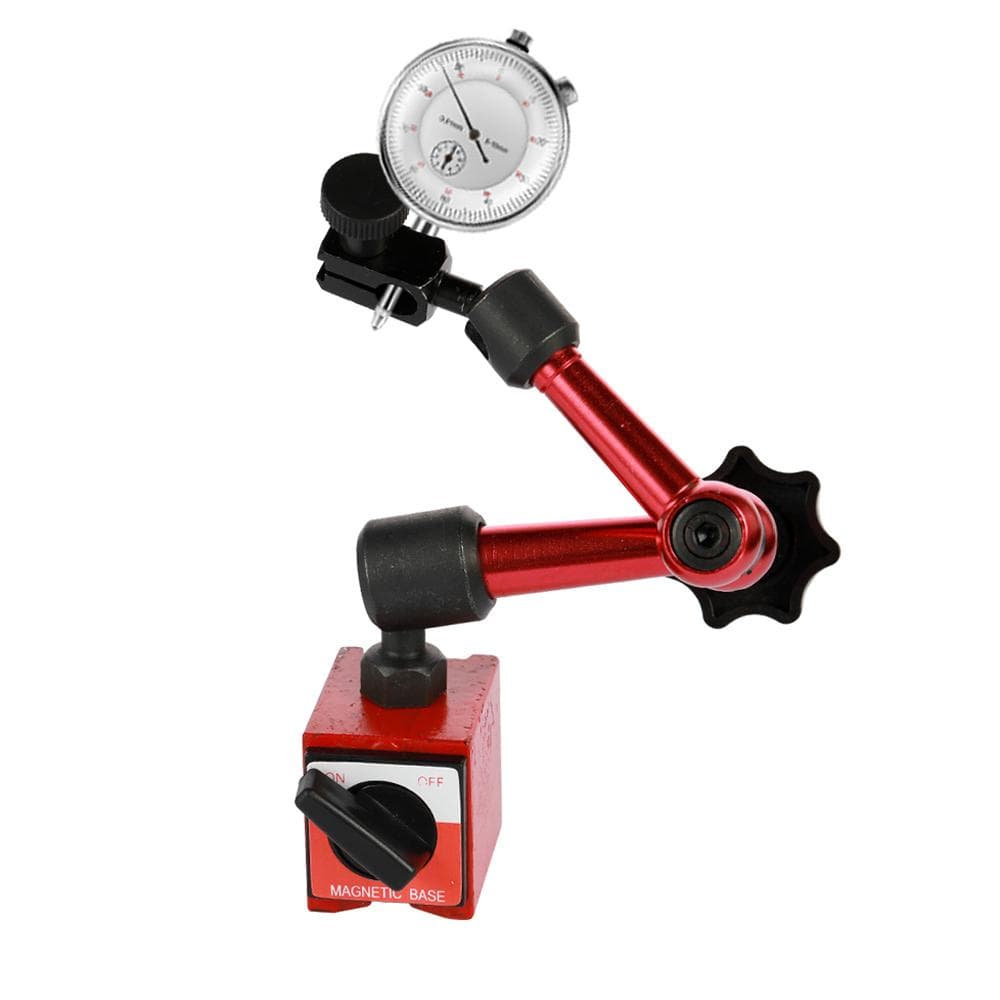 Metal Round Dial Indicator and Mini Flexible Magnetic Base Holder Bracket Tool Kit 0-10mm