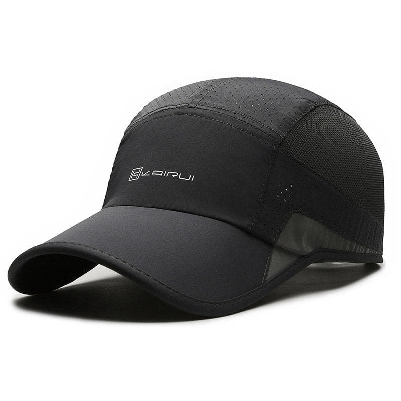 Quick-Drying Cap Men's Summer Outdoor Sports Cap Men Women Cap Hollow Breathable Peak Cap dark gray