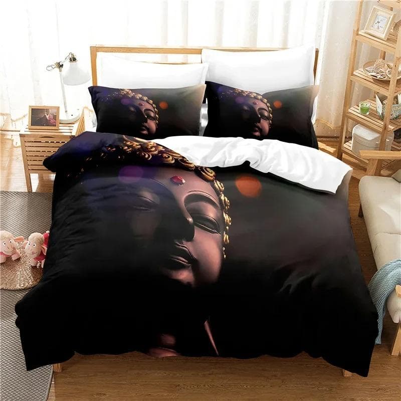 Buddha Statue Bedding Set Duvet Cover Set 3d Bedding Digital Printing Bed Linen Queen King Full Size Bedding Set Fashion Design AU Queen 210x210cm