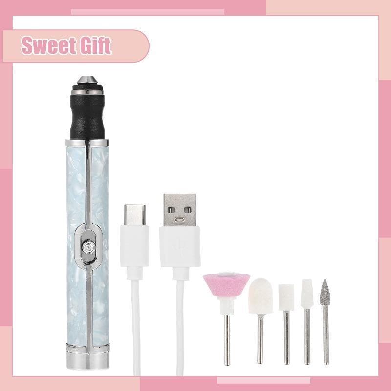 Cordless Electric Nail Drill Kit Portable USB Rechargeable Electric Nail File Set Nail Drill Machine Manicure Pedicure Tools blue