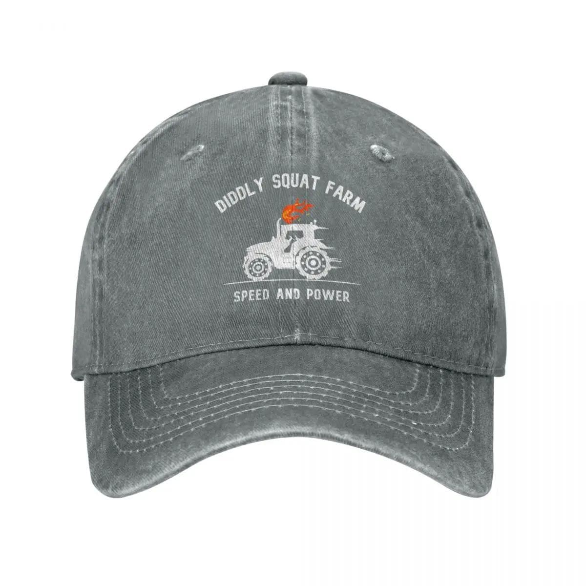 Diddly Squat Farm Shop Logo Tractor Baseball Caps Vintage Distressed Washed Speed Power Snapback Men Women Outdoor Workouts Hats Adjustable gray