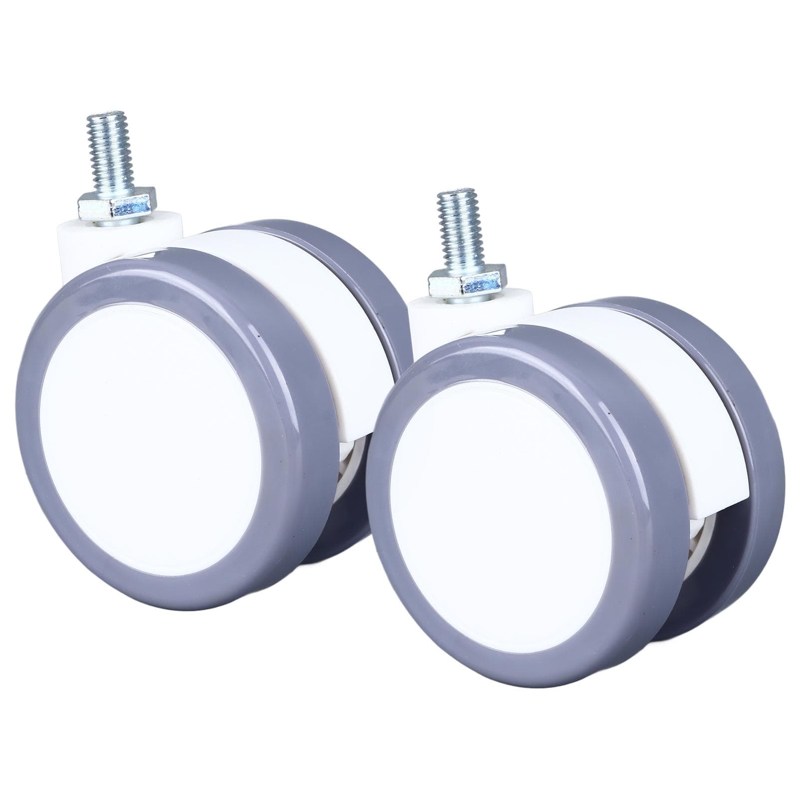 2Pcs Swivel Caster Wheels with Brake Silent 2.5in Heavy Duty for Furniture 30kg Load Bearing M8