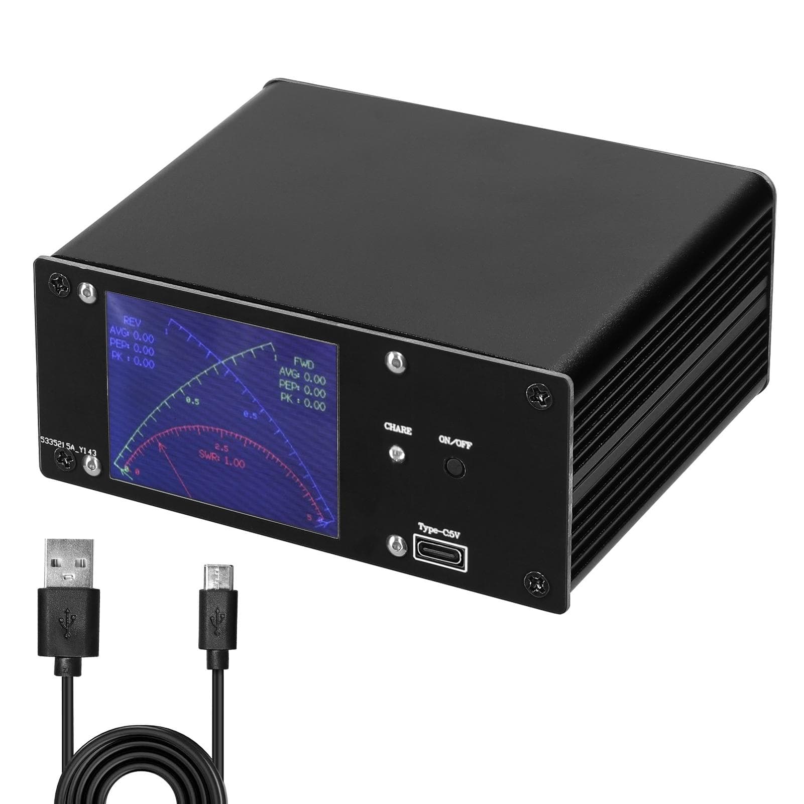 Full Touchscreen Shortwave Power Meter Portable Standing-waves Meter with Over Voltage Standing 0 black