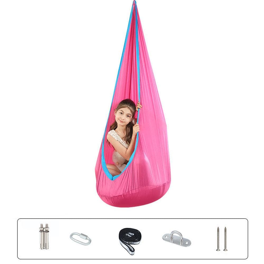 Hanging Pods Swing for Kids Hammock Chair Child Swing Hammock Chair for Indoor and Outdoor Use pink
