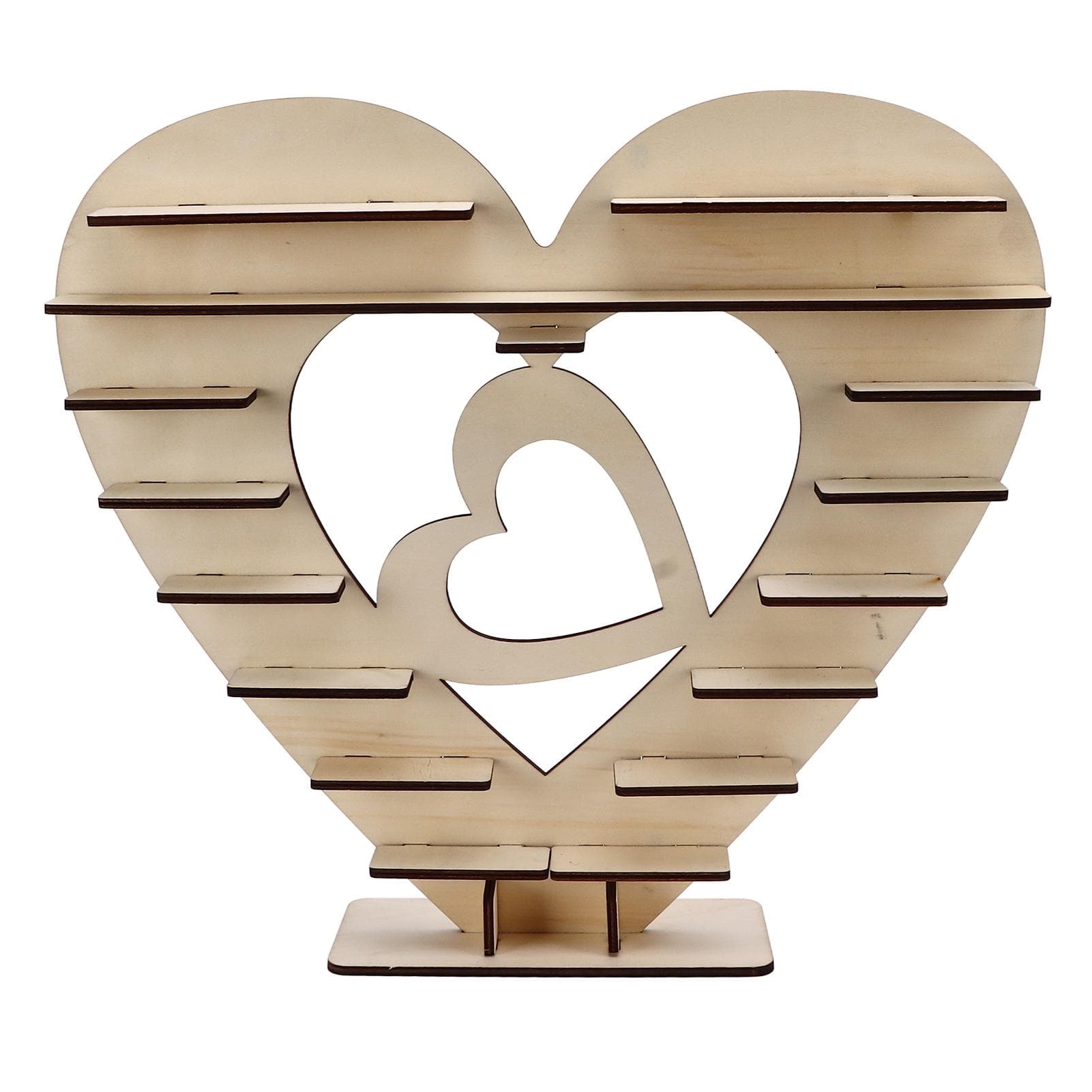 Wooden Chocolate Stand Heart Shaped Eco Friendly Easy Assembly Durable Reusable Mini Cake Stand for