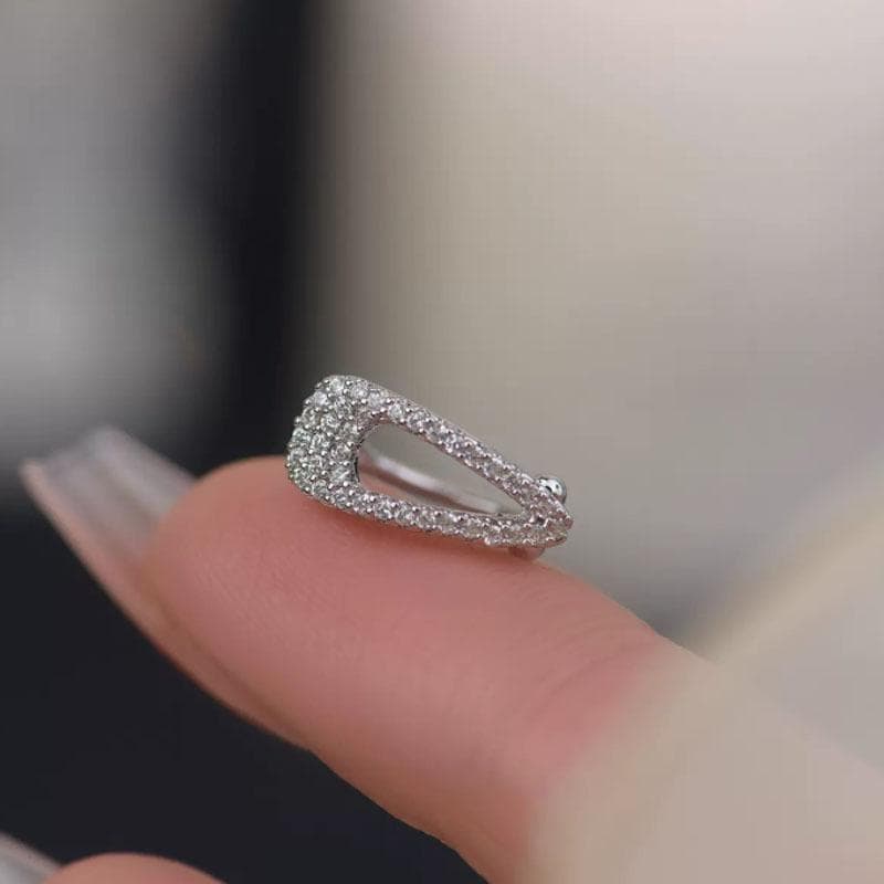 Fashion Zircon Hairpin Ear Cuff No Piercing EarringTrendy Punk Unique Metal Geometric Ear Clip for Women Jewelry silver