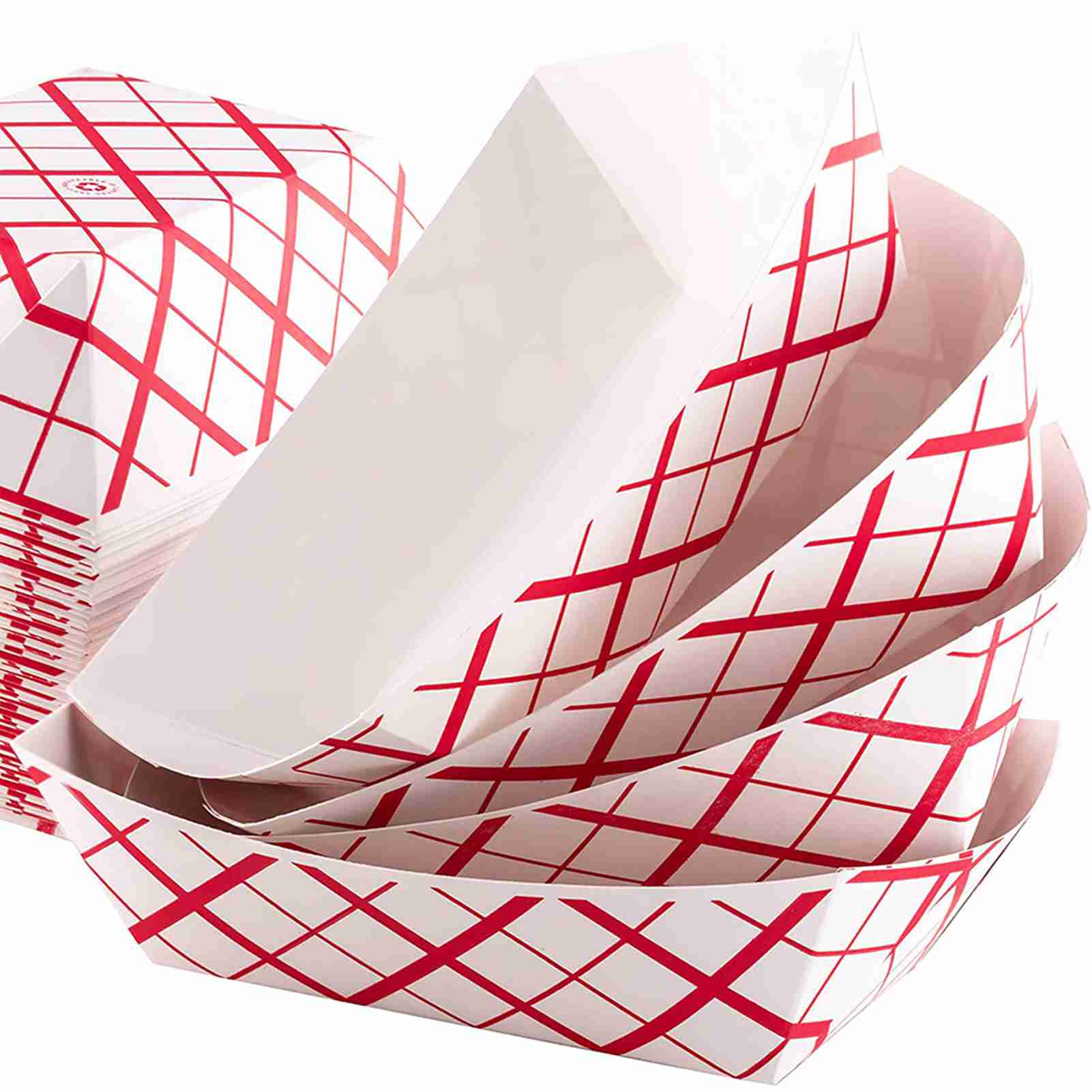 50PCS Paper Food Trays Disposable Greaseproof Paper Food Tray Serving Food Boat L(for 6.5-9kg)