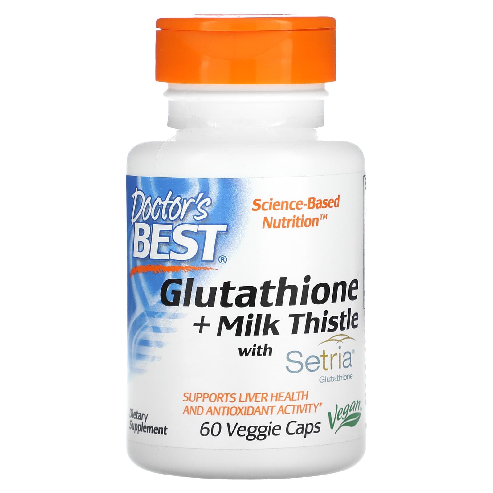 Doctor's Best, Glutathione + Milk Thistle, 60 Veggie Capsules
