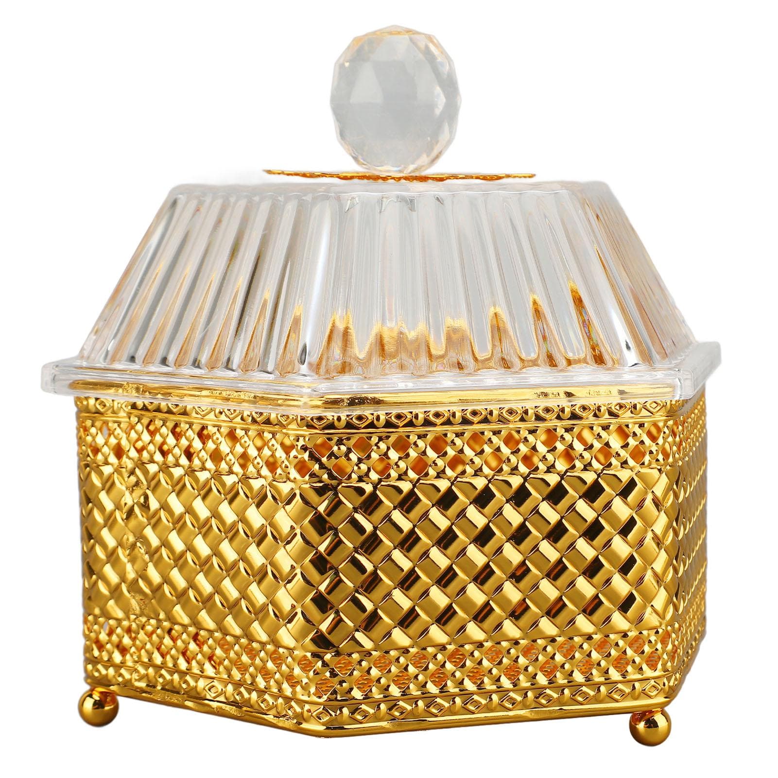 Decorative Jar Retro Exquisite Metal Acrylic Candy Dish with Lid for Party Banquet