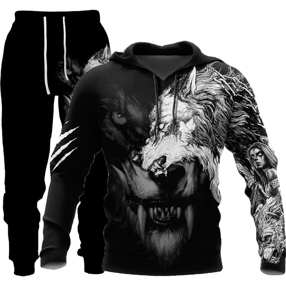 Wolf 3d Printed Hoodie Clothing Suit Pants Suit Male Spring And Autumn Casual Sweashirt Pullover Men Tracksuit Set Fashion Men's XXXL