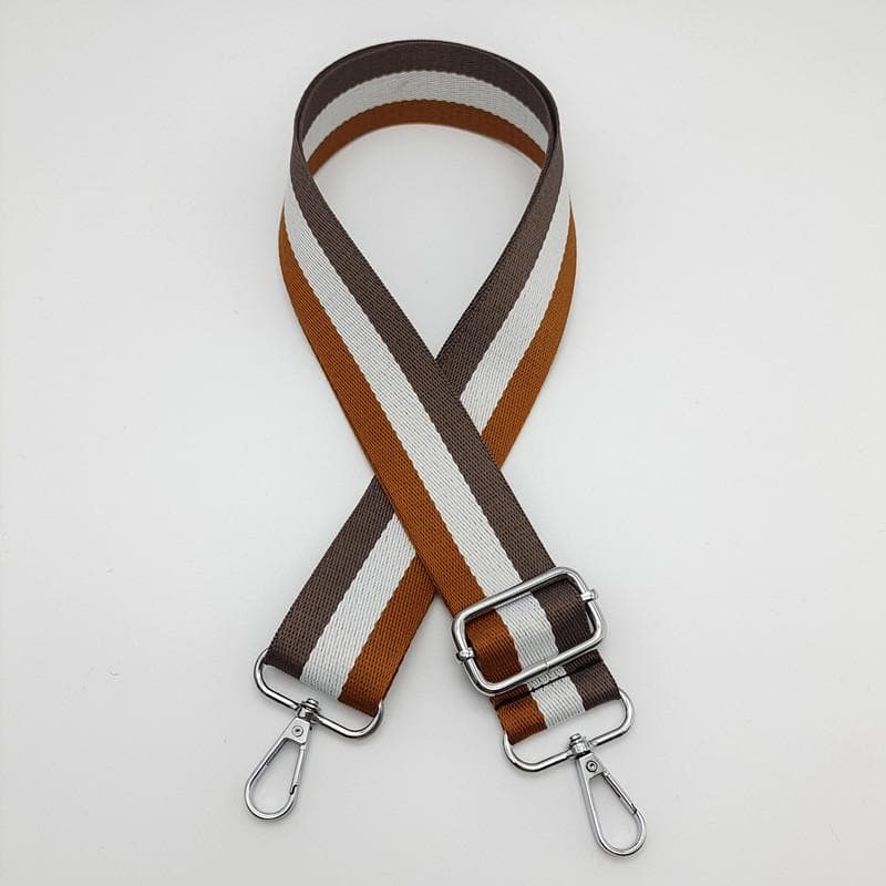 Adjustable Striped Canvas Crossbody Strap for Women's Bags