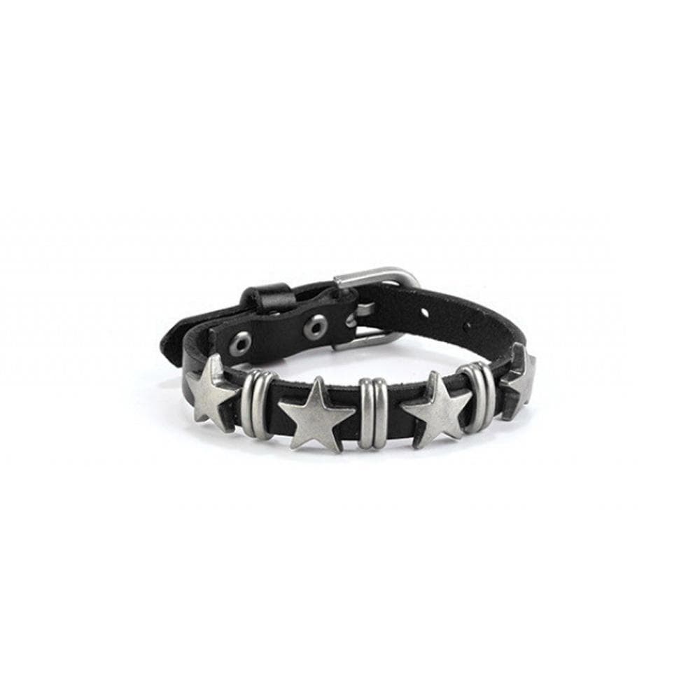 Y2k Vintage Star Leather Watchband Bracelet for Women Men Cool Trend Charm Fashion Adjustable Bracelet Harajuku Jewelry Gift black
