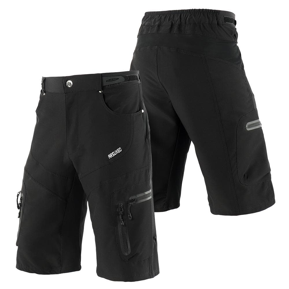 Men Cycling Shorts Quick Drying Breathable Outdoor Sports Running Bike Riding Casual Shorts with 6 Pockets L black