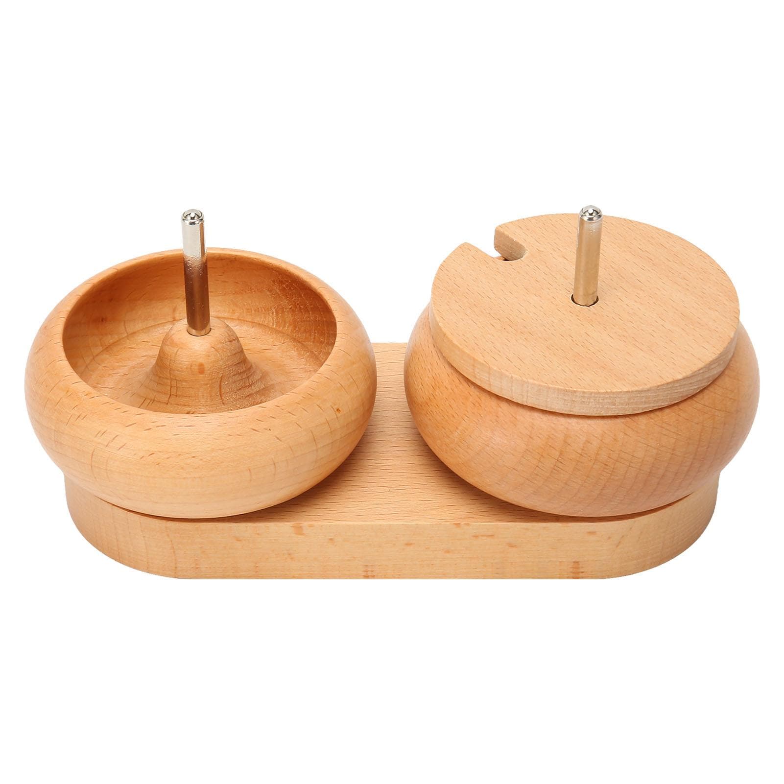Bead Spinner Bowl Polished Wood Cover Metal Shaft Stable Oval Base Bead Maker for Jewelry Making