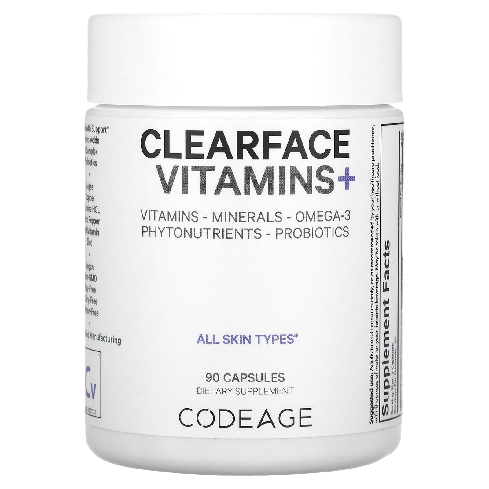Codeage, Clear Face Vitamin+, 90 capsules