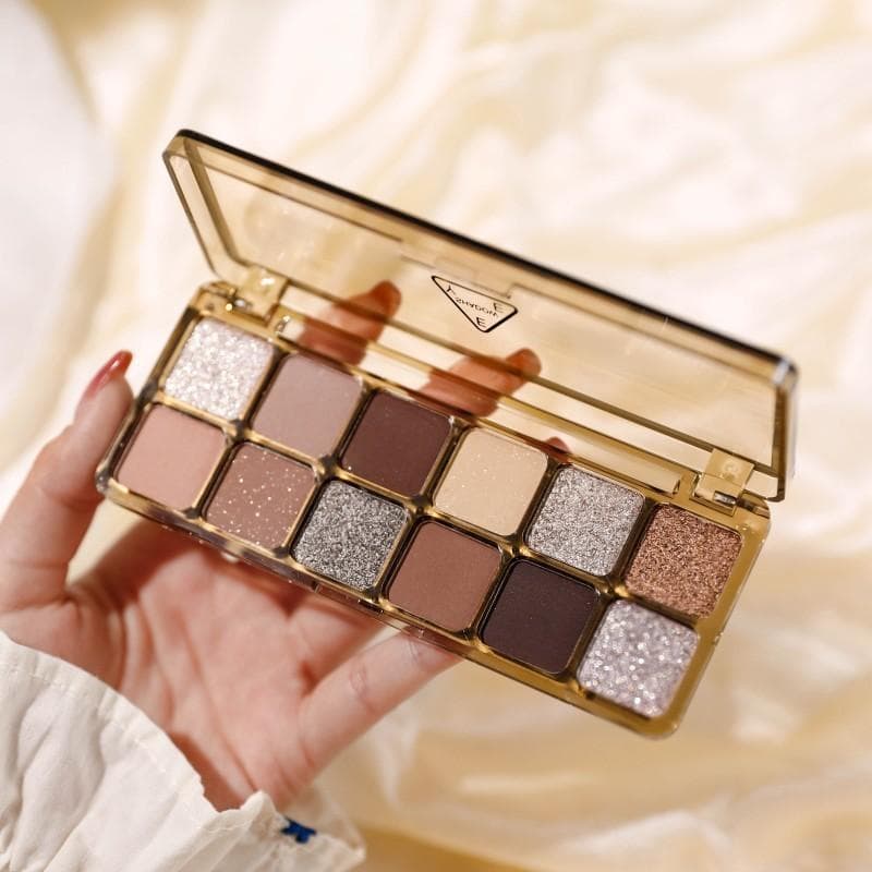 12 Color Eye Shadow Plate Matte Pearl Eyeshadow Girl Beginner Makeup Eyeshadow Tray 01
