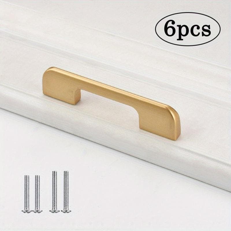 6pcs Aluminum Alloy Material Sand Gold Cabinet Pulls, Solid Cabinet and Drawer Knobs, Furniture Hardware with Mounting Screws Hole distance 9.6cm gold